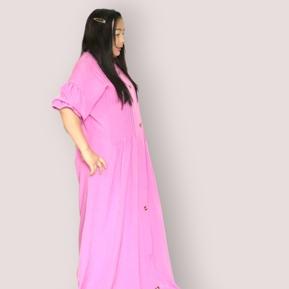 WOMENS LARGE PINK BUTTON DOWN DRESS - Picture 3 of 6